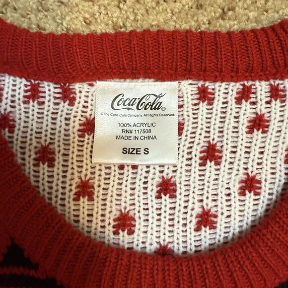 Coca Cola Women's Small Red Polar Bear Ugly Christmas Sweater Holiday Cute Cozy - Picture 3 of 7